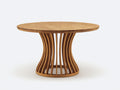 Mesas de jardín redondas de madera maciza 118x118x75 cm - Madera natural - Tablero circular con base central curvada para terraza y patio