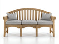 Bancos de jardín de madera 180 x 65 x 95 cm - Madera natural-Gris - Banco para 3 personas con respaldo curvo de listones