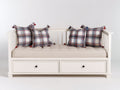 Sofás cama de madera y tela 210 x 100 x 92 cm - Blanco-Crema - Diseño clásico con 2 cajones de almacenamiento