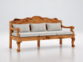Banco de jardín de madera 185 x 68 x 98 cm - Marrón natural y beige - Tres plazas con respaldo tallado