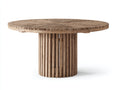 Mesa de jardín redonda de madera 140x140x75 cm - Marrón envejecido - Tablero radial y base central de listones