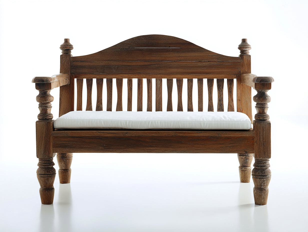 Banco de jardín de madera 125x60x105 cm - Marrón oscuro y blanco - Diseño clásico con respaldo de listones