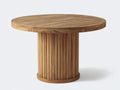 Mesa de jardín redonda de madera 120 x 120 x 76 cm - Marrón natural - Base central de listones verticales