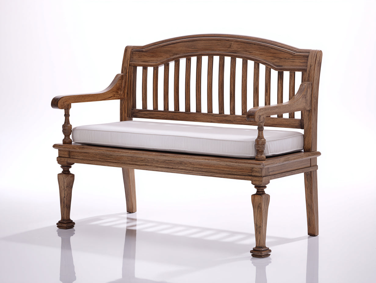 Banco de jardín de madera 135 x 65 x 98 cm - Marrón oscuro y blanco - Dos plazas con respaldo de listones