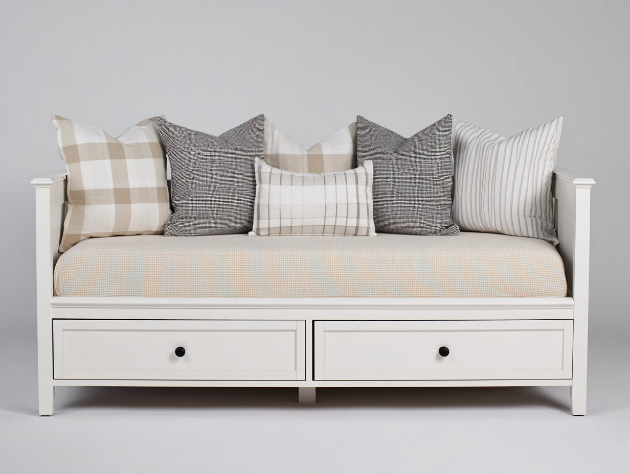 Sofás cama madera acabado blanco 200 x 90 x 85 cm - color blanco con 2 cajones de almacenamiento - diseño clásico para salón y dormitorio