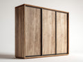 Armarios de madera 240 x 65 x 220 cm - Madera natural-Negro - 3 puertas correderas y diseño moderno
