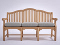 Banco de jardín de madera 180x65x105 cm - Marrón claro y gris - Diseño de 3 plazas con respaldo curvado