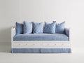 Sofá cama de madera 210 x 98 x 96 cm - Blanco y azul - Dos cajones y cama inferior extraíble