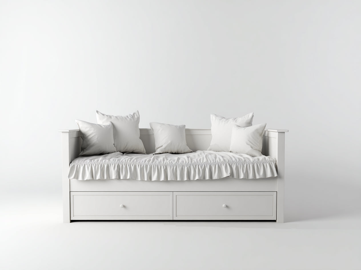 Sofás cama de madera 195x95x90 cm - Blanco - Diseño de día con 2 cajones de almacenamiento para dormitorio y habitación de invitados