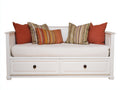 Sofá cama de madera 205 x 95 x 92 cm - Blanco y teja - Dos cajones integrados