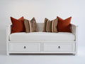 Sofás cama de madera y tela 210 x 100 x 90 cm - Blanco-Crema - Diseño clásico con 2 cajones de almacenamiento