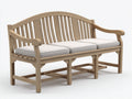 Banco de jardín madera natural 210 x 70 x 95 cm - banco exterior con asiento acolchado - diseño clásico para terraza jardín