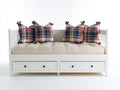 Sofá cama de madera 205 x 95 x 94 cm - Blanco y beige - Dos cajones integrados