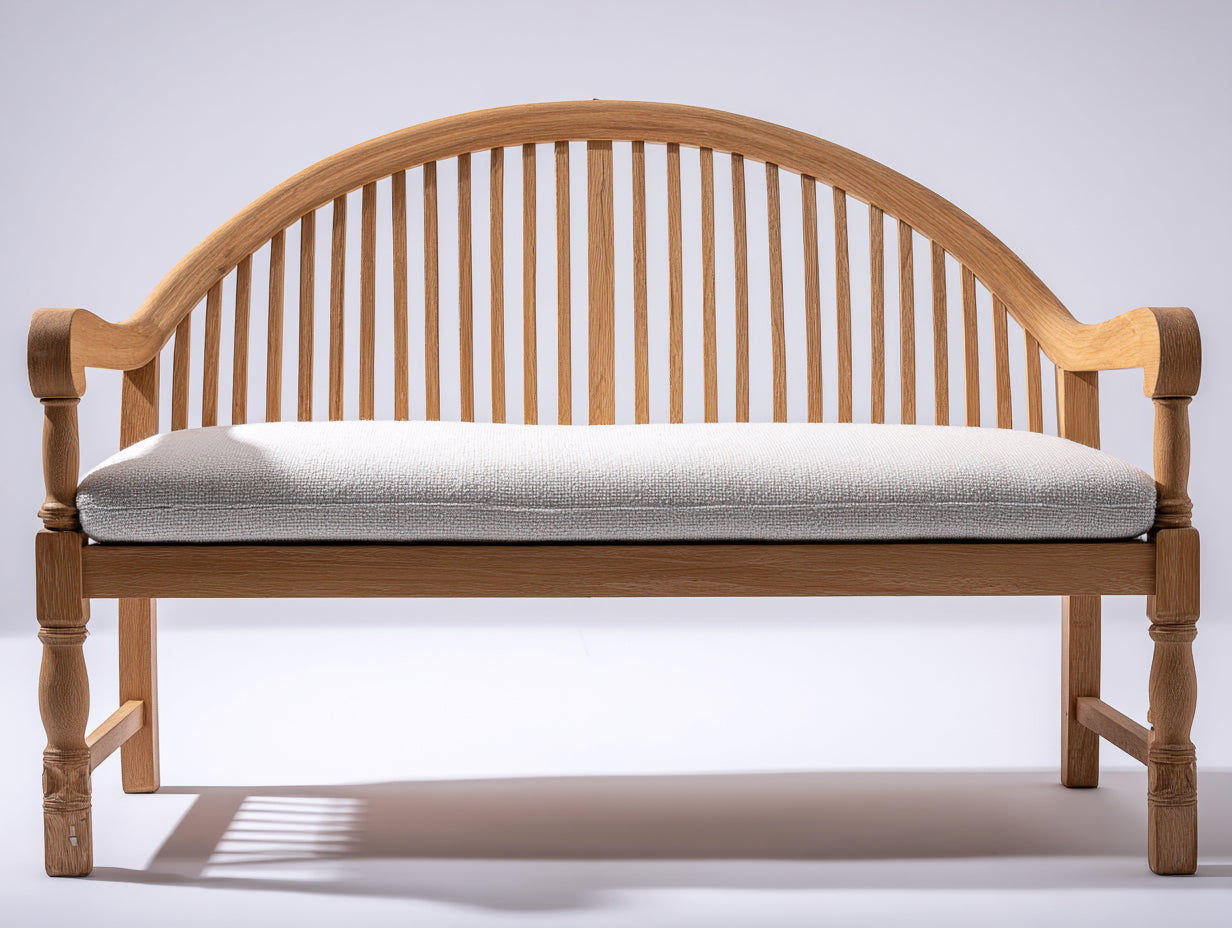 Banco de jardín de madera 175 x 65 x 105 cm - Marrón natural y beige - Tres plazas con respaldo arqueado