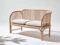 Bancos de jardín de madera 150 x 65 x 85 cm - Madera natural-Crema - Banco para 2 personas con respaldo envolvente de listones