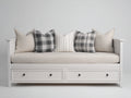 Sofá cama de madera 205 x 95 x 92 cm - Blanco beige y gris - Dos cajones integrados