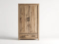 Armarios de madera 100x55x200 cm - Madera natural-Negro - Diseño de 2 puertas con 1 cajón inferior para dormitorio